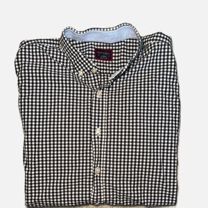 UNTUCKit Mens Size L Navy White Gingham Wrinkle Free Shirt